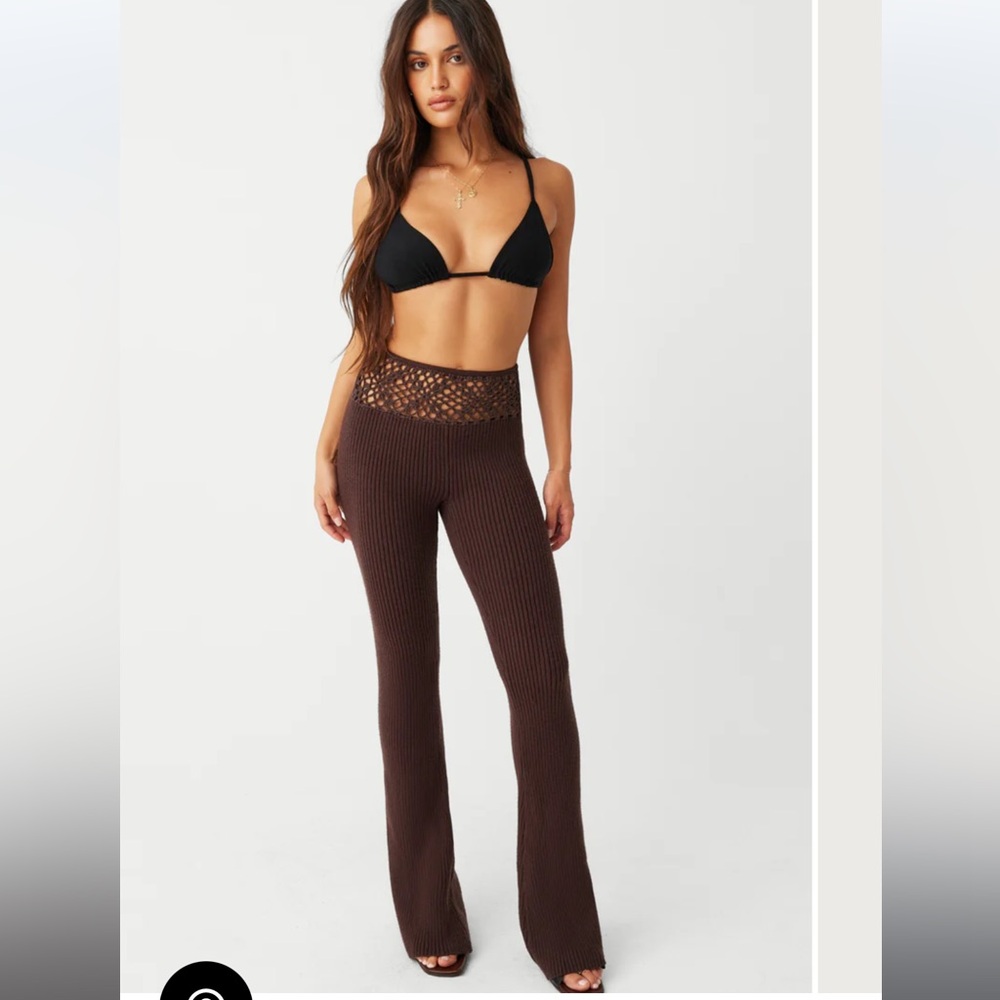 Frankie's Bikinis Chocolate Knit Flare Pants